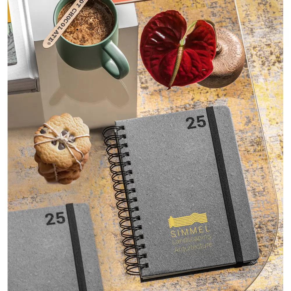 Agenda A5 Wire-o em Pele Reciclada Personalizada