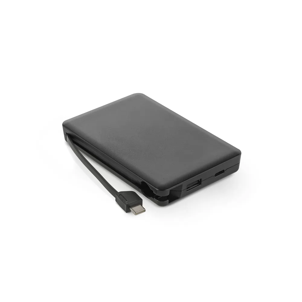 Bateria Portátil em ABS Reciclado 10000 mAh com Cabo Personalizada