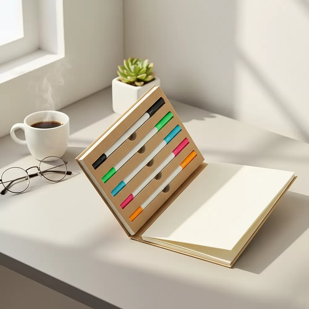 Bloco de Anotações com 5 Canetas Personalizado