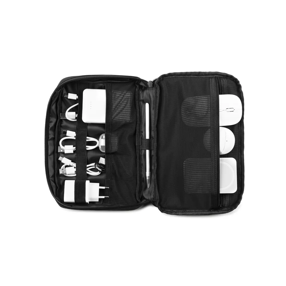 Bolsa Organizadora para Eletrônicos em Poliéster Reciclado Personalizada