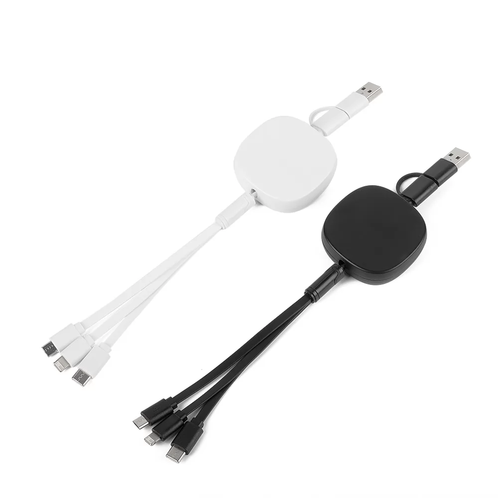 Cabo USB Retrátil 3 em 1 Personalizado Cabo USB Retrátil 3 em 1 Personalizado