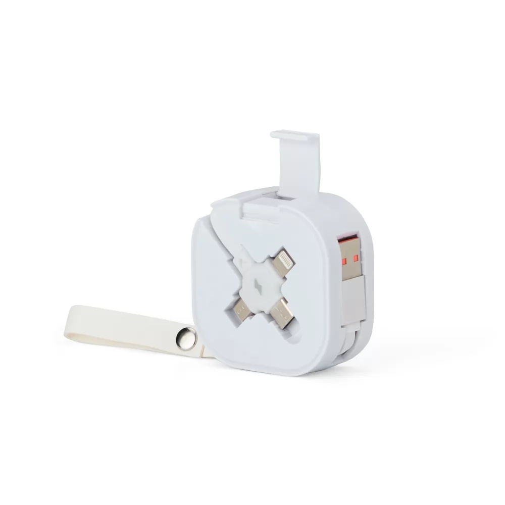 Cabo USB retrátil 4 em 1 Personalizado Cabo USB retrátil 4 em 1 Personalizado