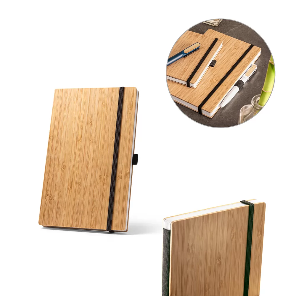 Caderneta A5 de capa e contracapa em placa de bambu Personalizada Caderneta A5 de capa e contracapa em placa de bambu Personalizada