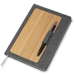 Caderneta com Capa em RPET e Bambu Personalizada Caderneta com Capa em RPET e Bambu Personalizada