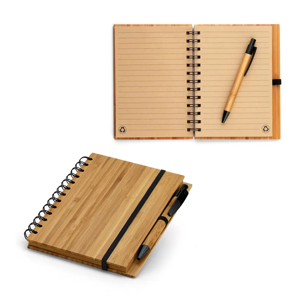 Caderno com Capa de Bambu Personalizado Caderno com Capa de Bambu Personalizado