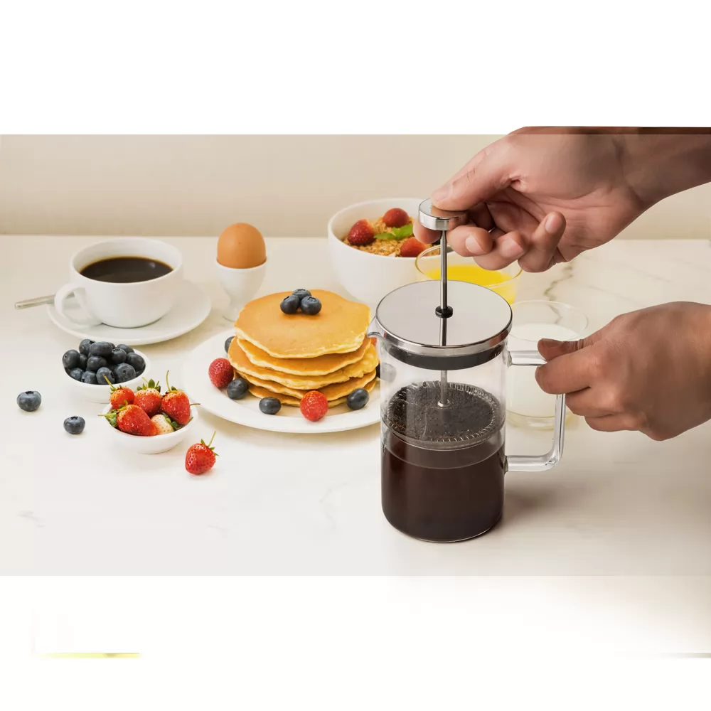 Cafeteira em vidro borossilicato e aço inox 600 mL Personalizada Cafeteira em vidro borossilicato e aço inox 600 mL Personalizada