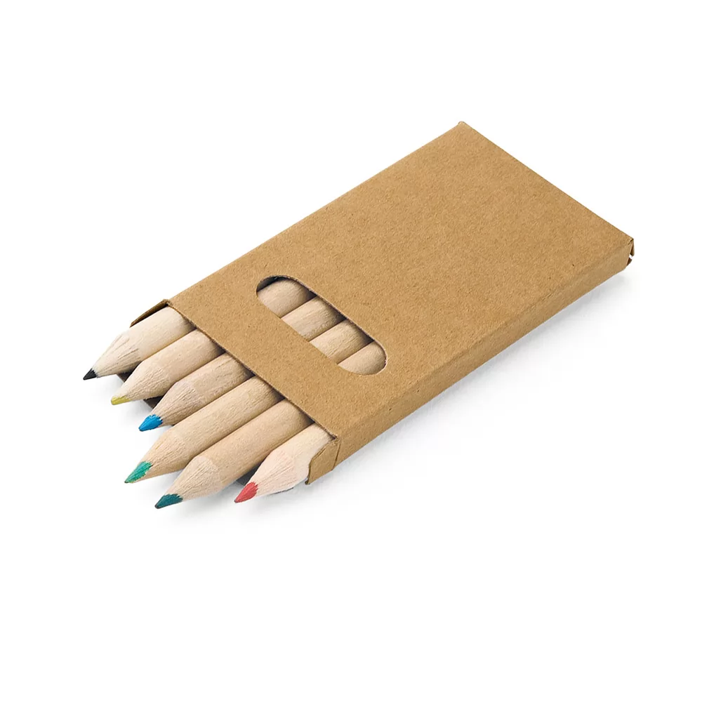 Caixa de cartão com 6 mini lápis de cor Personalizada Caixa de cartão com 6 mini lápis de cor Personalizada