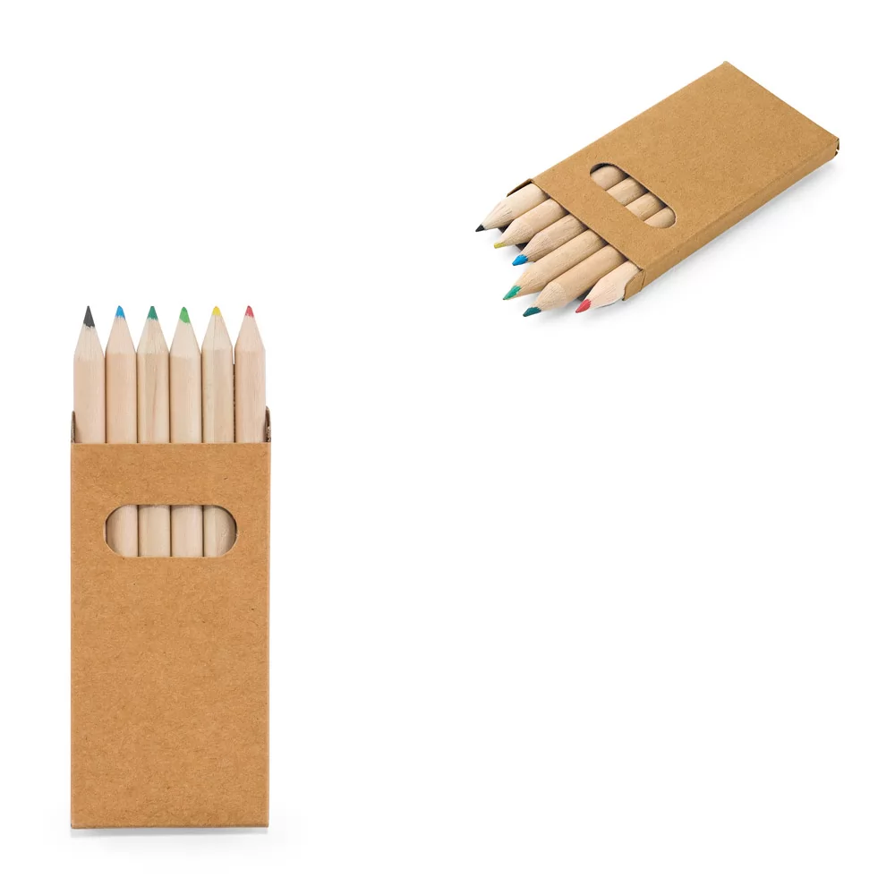 Caixa de cartão com 6 mini lápis de cor Personalizada Caixa de cartão com 6 mini lápis de cor Personalizada