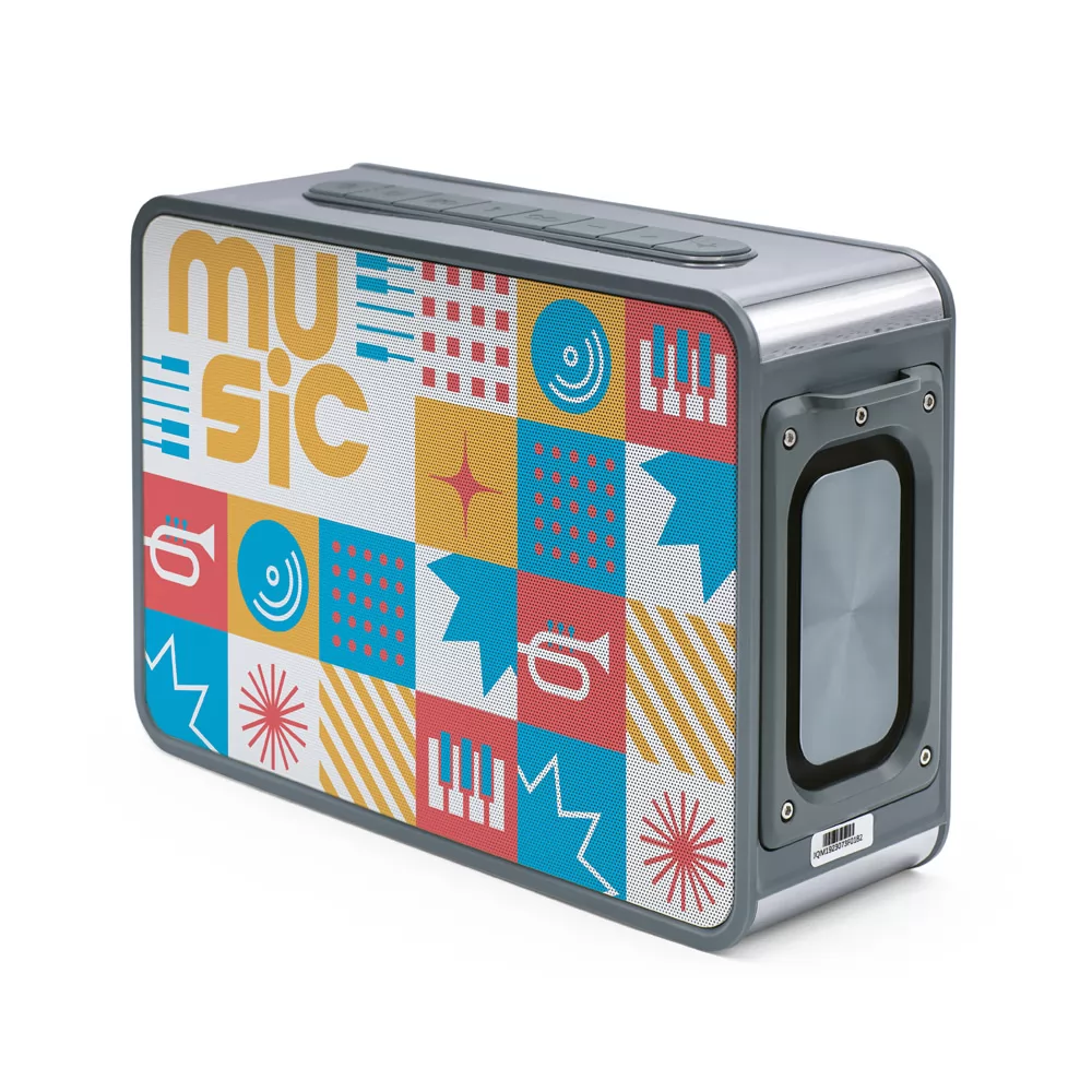 Caixa de som em ABS 100% reciclado com microfone Personalizada Caixa de som em ABS 100% reciclado com microfone Personalizada