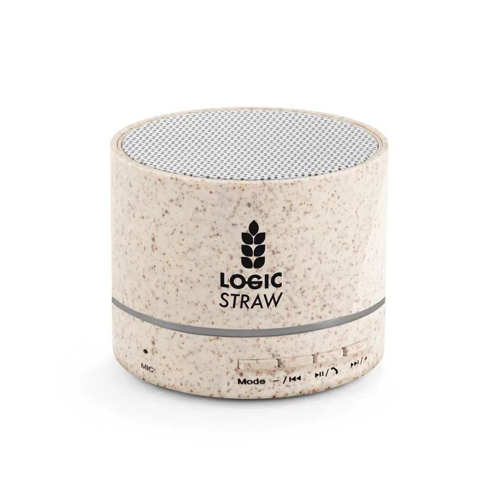 Caixa de som em fibra de palha de trigo e ABS 100% reciclado Personalizada Caixa de som em fibra de palha de trigo e ABS 100% reciclado Personalizada