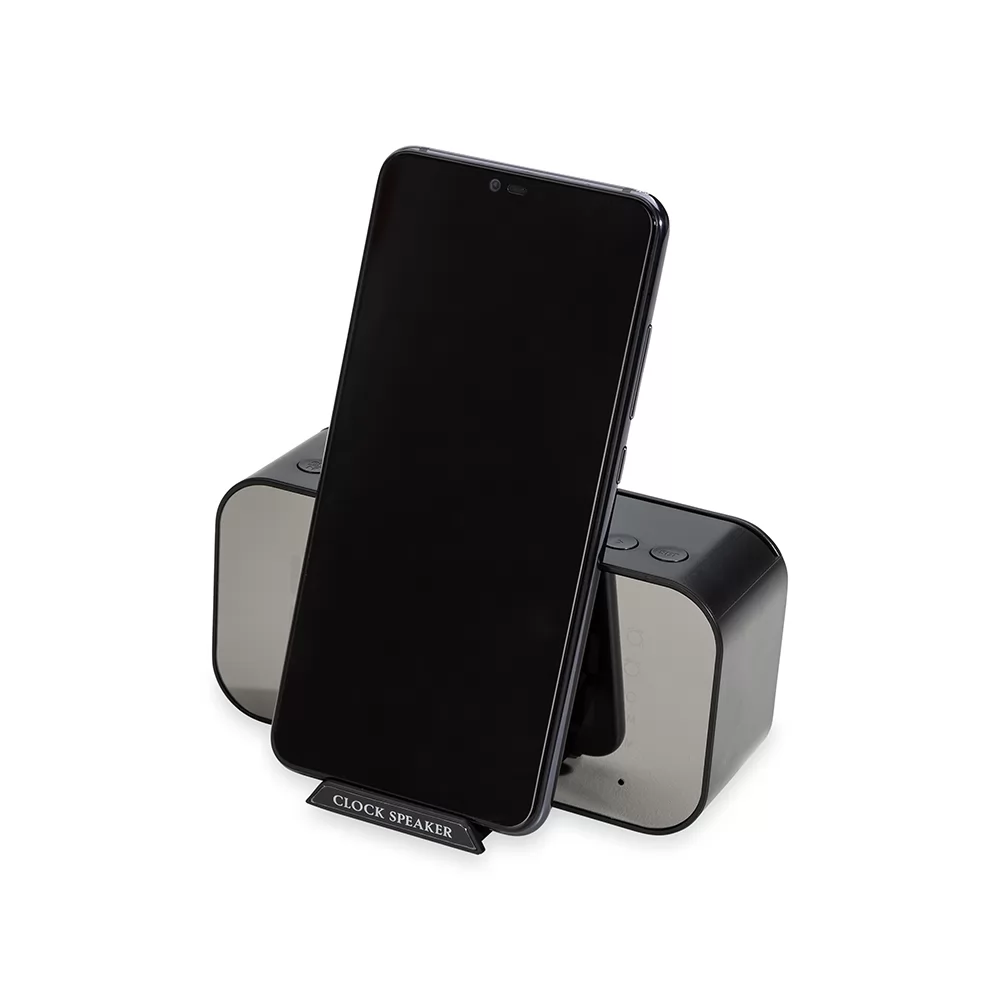 Caixa de Som Multimídia com Relógio e Suporte para Celular Personalizada Caixa de Som Multimídia com Relógio e Suporte para Celular Personalizada