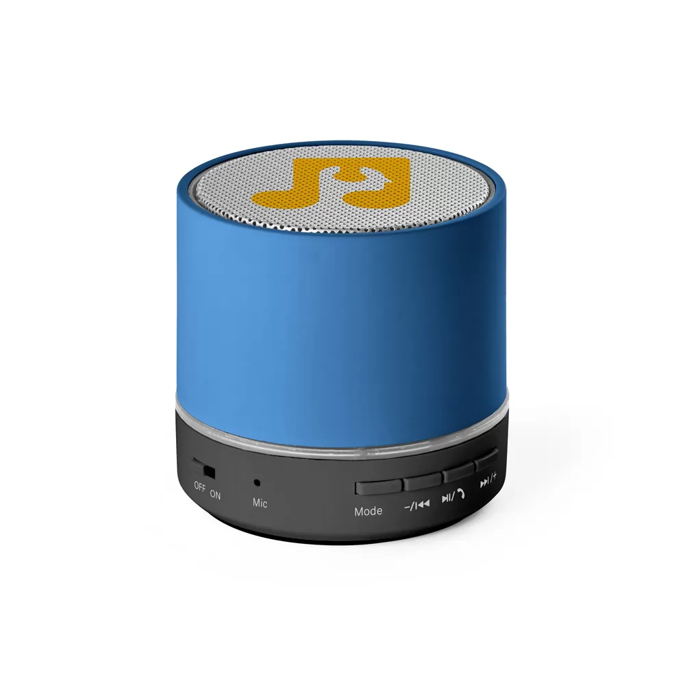 Caixa de som portátil com microfone, em ABS 100% reciclado Personalizada