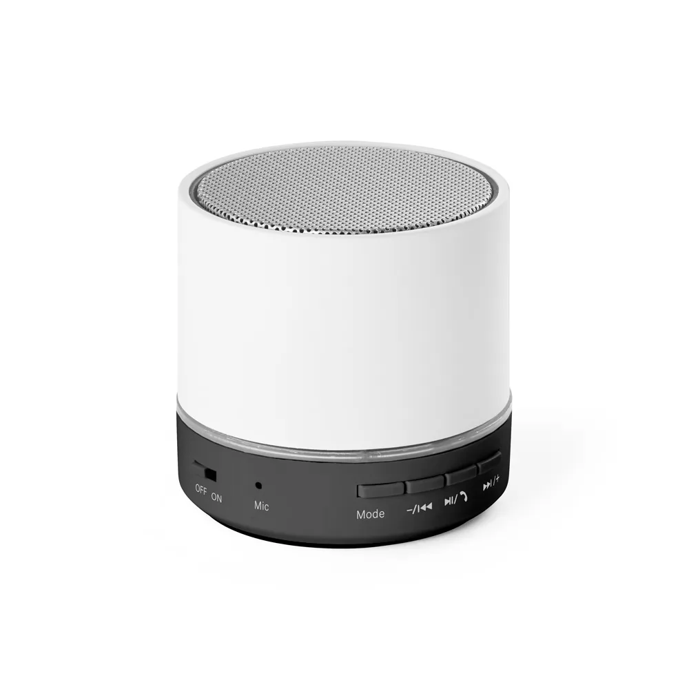 Caixa de som portátil com microfone, em ABS 100% reciclado Personalizada