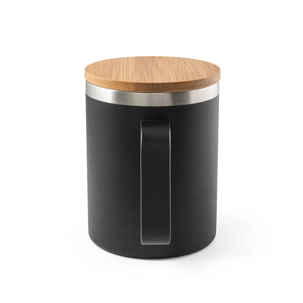 Caneca em aço inox (90% reciclado) com tampa em bambu 420 mL Personalizada Caneca em aço inox (90% reciclado) com tampa em bambu 420 mL Personalizada