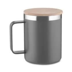 Caneca Térmica com Tampa de Bambu 400 ml Personalizada Caneca Térmica com Tampa de Bambu 400 ml Personalizada