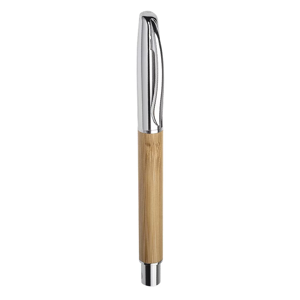 Caneta Metálica com Corpo em Bambu Personalizada Caneta Metálica com Corpo em Bambu Personalizada