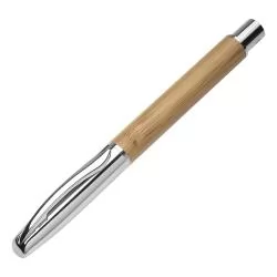 Caneta Metálica com Corpo em Bambu Personalizada Caneta Metálica com Corpo em Bambu Personalizada