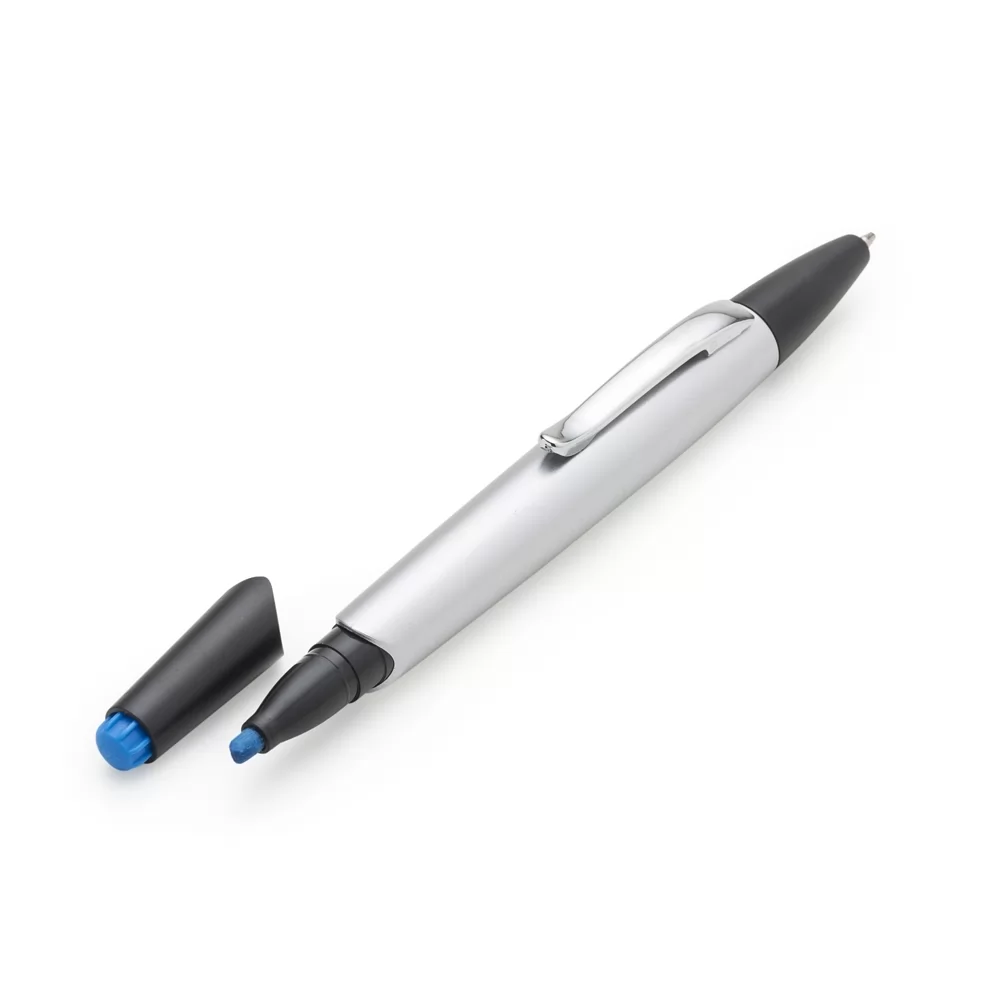 Caneta Plástica com Marca Texto Personalizada