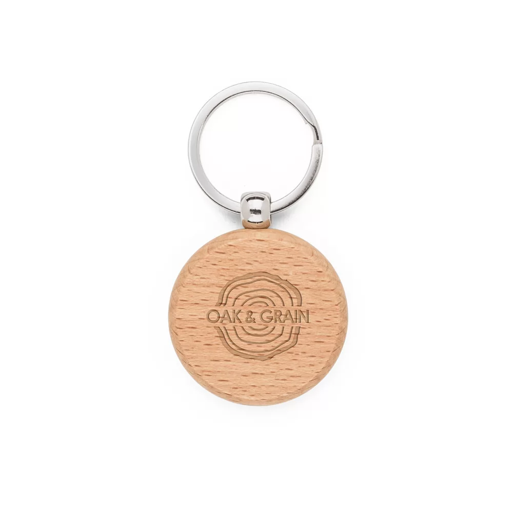 Chaveiro Redondo de Madeira de Faia Personalizado Chaveiro Redondo de Madeira de Faia Personalizado