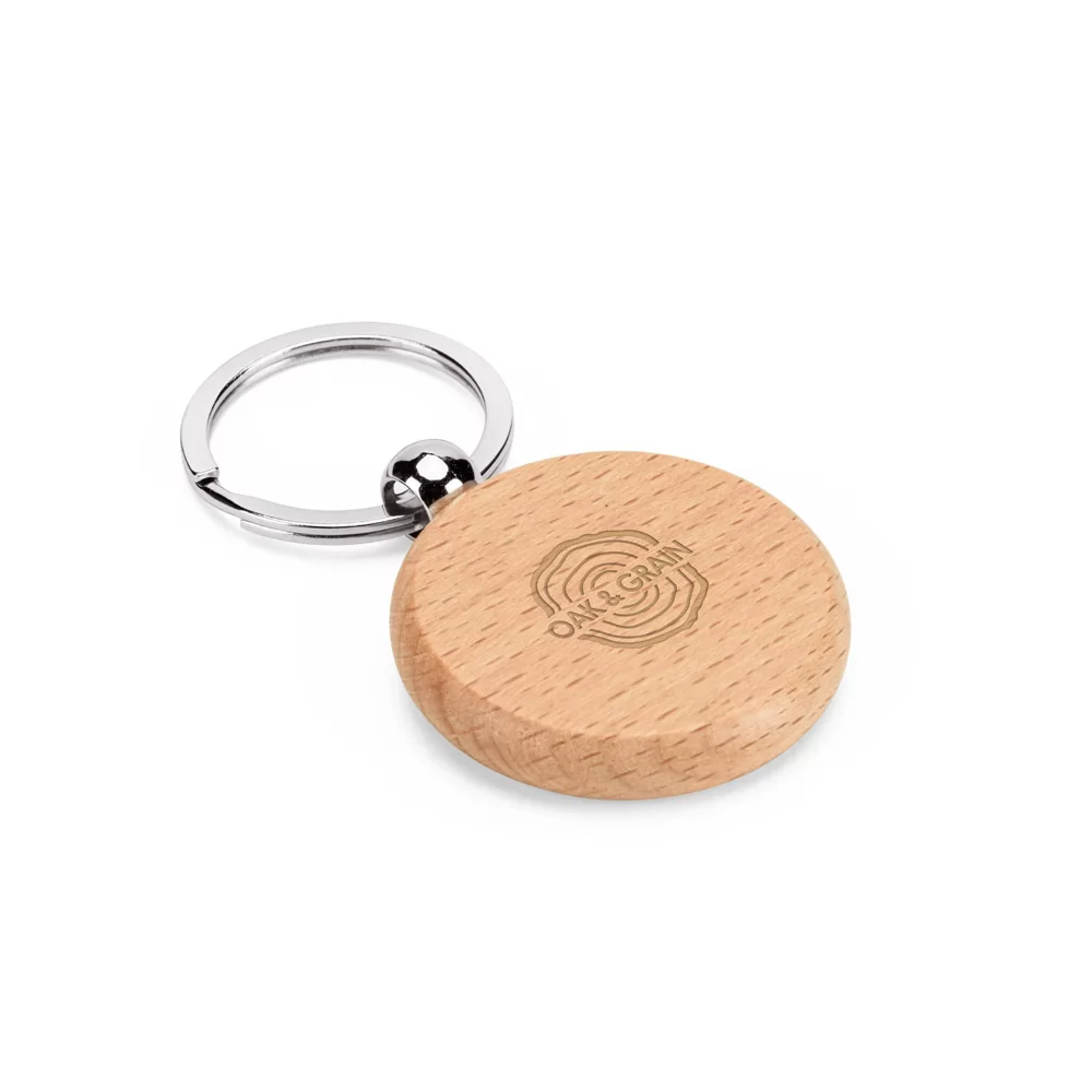 Chaveiro Redondo de Madeira de Faia Personalizado Chaveiro Redondo de Madeira de Faia Personalizado