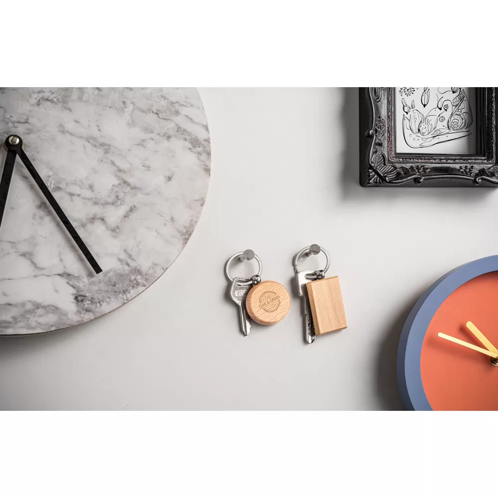 Chaveiro Redondo de Madeira de Faia Personalizado Chaveiro Redondo de Madeira de Faia Personalizado