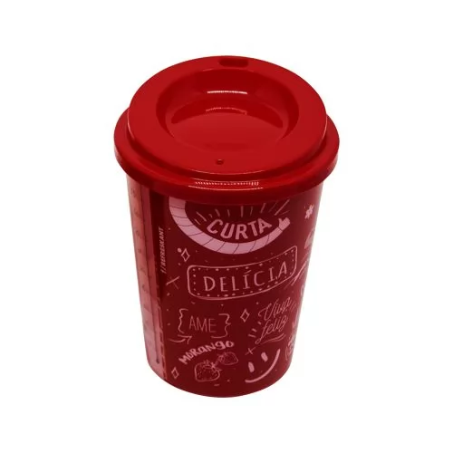 Copo 450 ml Com Tampa de Café In Mold Label Personalizado Copo 450 ml Com Tampa de Café In Mold Label Personalizado