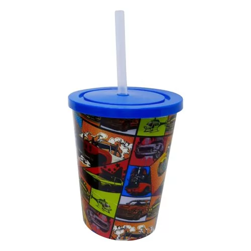Copo 450ml Com Tampa e Canudo In Mold Label Personalizado Copo 450ml Com Tampa e Canudo In Mold Label Personalizado