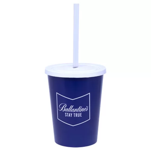 Copo 450ml Com Tampa e Canudo In Mold Label Personalizado Copo 450ml Com Tampa e Canudo In Mold Label Personalizado