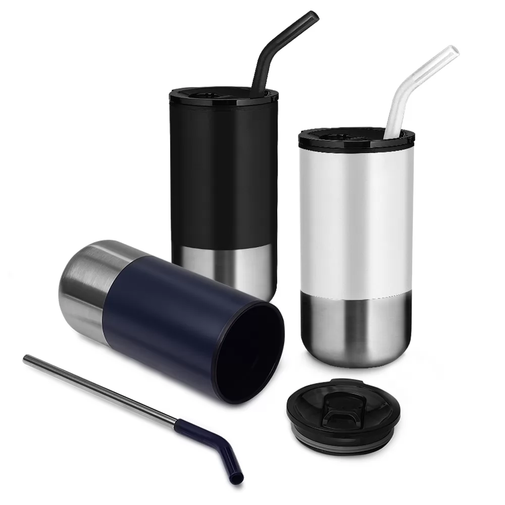 Copo Inox 550ml Com Canudo Personalizado Copo Inox 550ml Com Canudo Personalizado