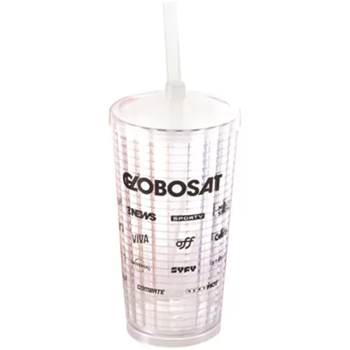 Copo Plástico Com Tampa e Canudo 400ml Pixel Personalizado