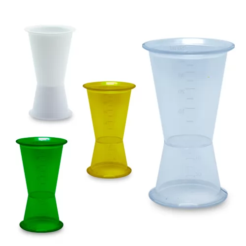 Dosador Duplo Dueto 50 ml / 25ml Personalizado Dosador Duplo Dueto 50 ml / 25ml Personalizado