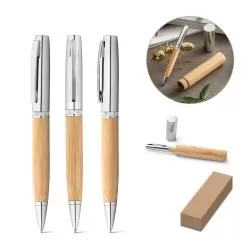 Esferográfica em bambu Personalizada Esferográfica em bambu Personalizada