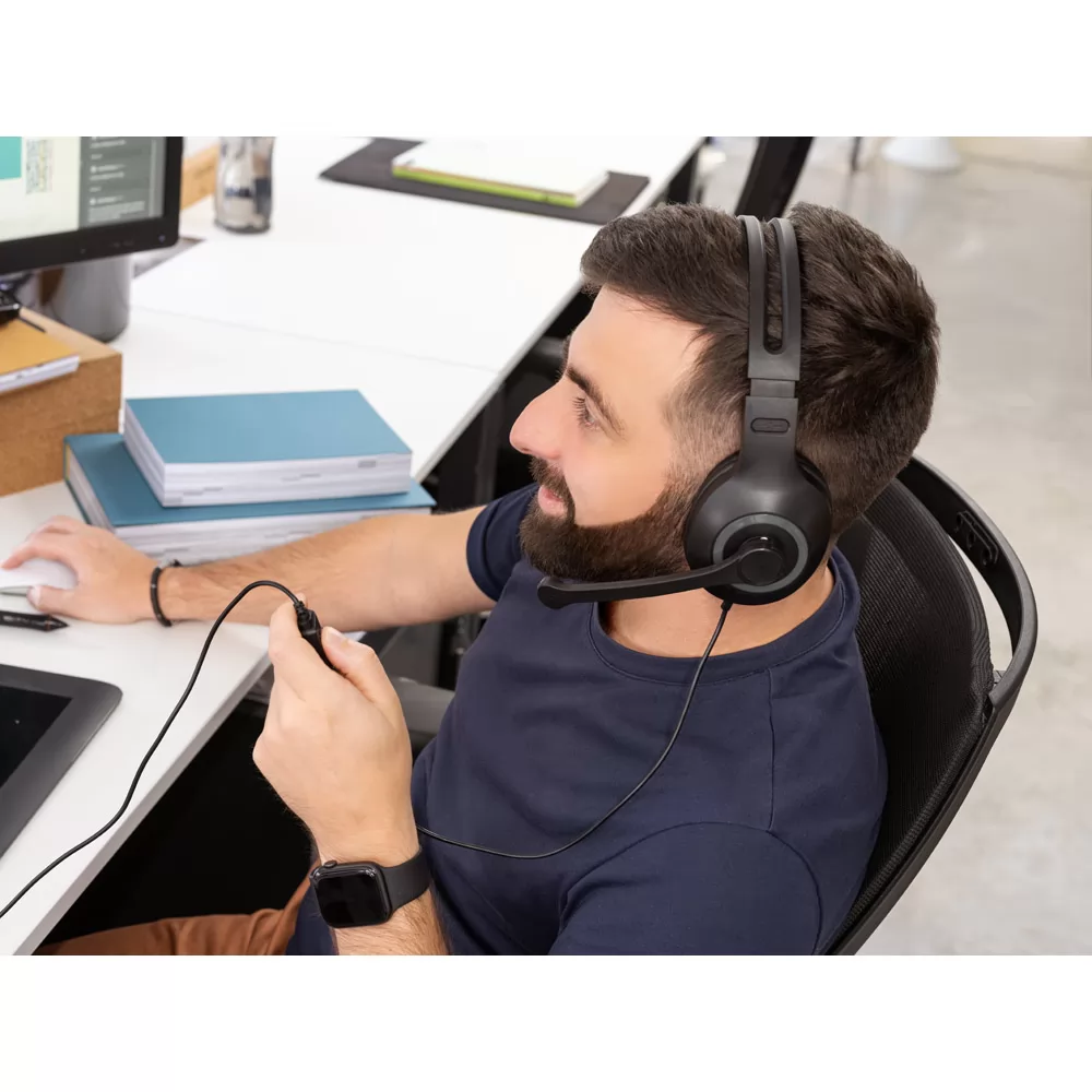 Fone de ouvido ajustáveis com microfone em ABS e PP Personalizado Fone de ouvido ajustáveis com microfone em ABS e PP Personalizado