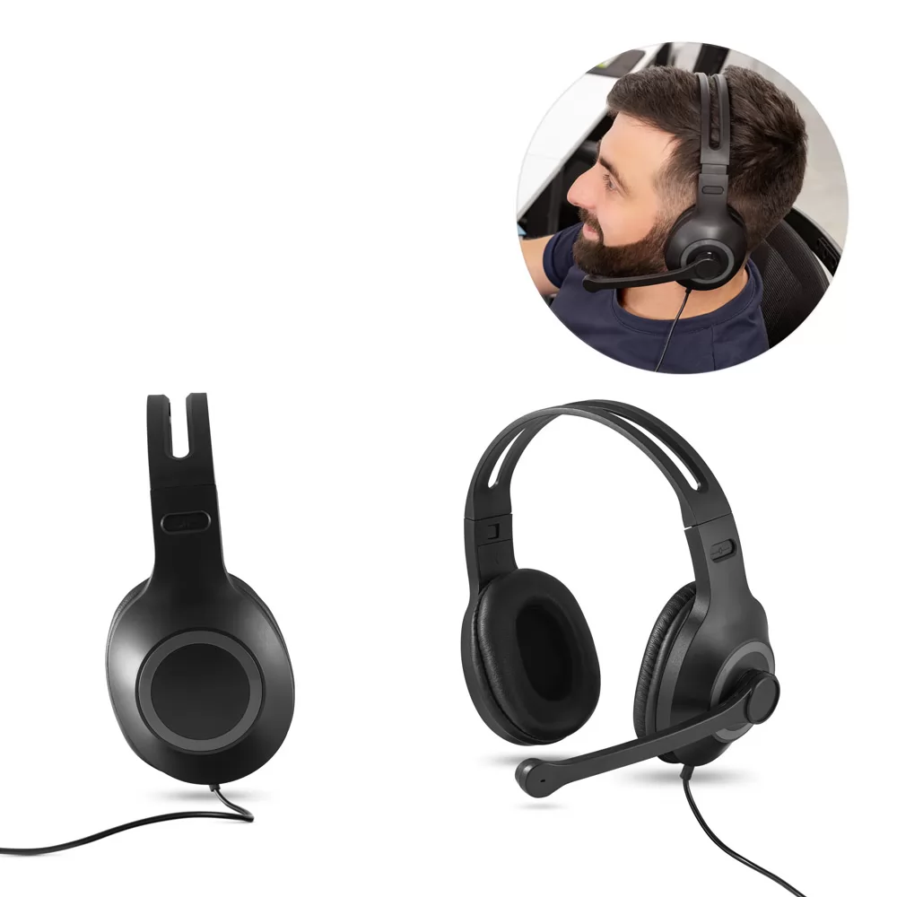 Fone de ouvido ajustáveis com microfone em ABS e PP Personalizado Fone de ouvido ajustáveis com microfone em ABS e PP Personalizado