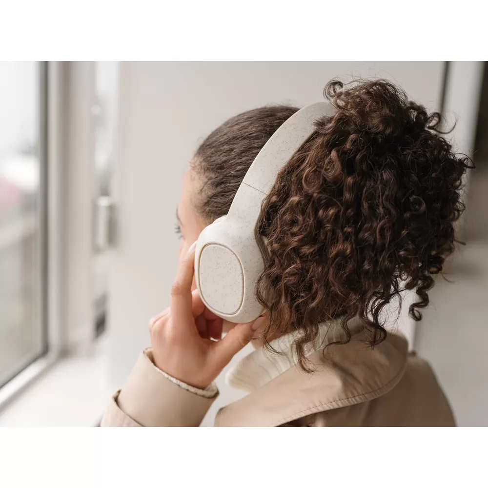 Fones de ouvido wireless dobráveis em fibra de palha de trigo e ABS Personalizados Fones de ouvido wireless dobráveis em fibra de palha de trigo e ABS Personalizados