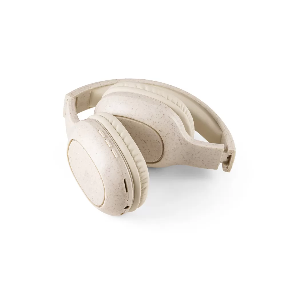 Fones de ouvido wireless dobráveis em fibra de palha de trigo e ABS Personalizados Fones de ouvido wireless dobráveis em fibra de palha de trigo e ABS Personalizados