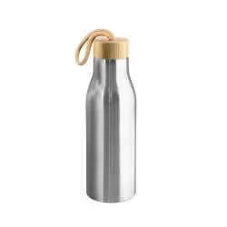 Garrafa de Aço Inox Reciclado com Tampa de Bambu 570 ml Personalizada Garrafa de Aço Inox Reciclado com Tampa de Bambu 570 ml Personalizada
