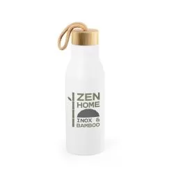 Garrafa de Aço Inox Reciclado com Tampa de Bambu 570 ml Personalizada Garrafa de Aço Inox Reciclado com Tampa de Bambu 570 ml Personalizada