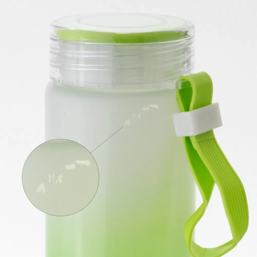 Garrafa de vidro bicolor 400ml com alça de silicone Personalizada Garrafa de vidro bicolor 400ml com alça de silicone Personalizada