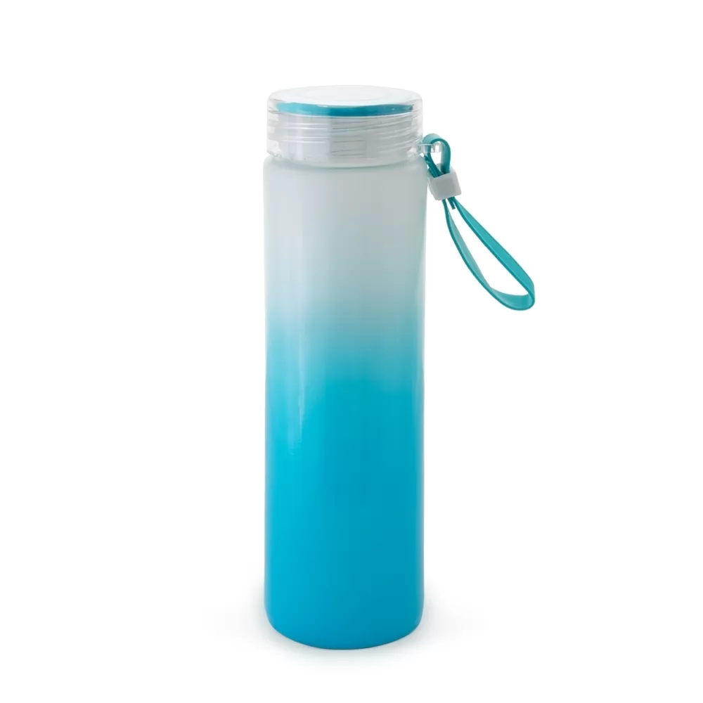 Garrafa de vidro bicolor 400ml com alça de silicone Personalizada Garrafa de vidro bicolor 400ml com alça de silicone Personalizada