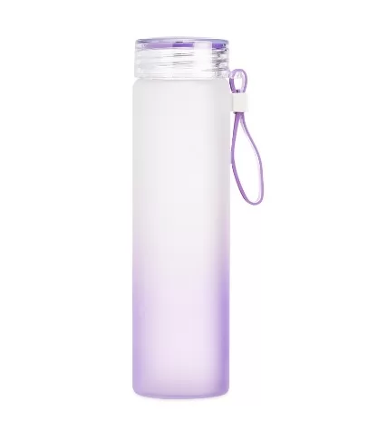 Garrafa de vidro bicolor 400ml com alça de silicone Personalizada Garrafa de vidro bicolor 400ml com alça de silicone Personalizada