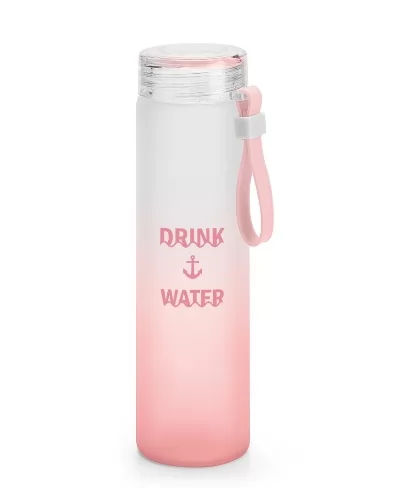 Garrafa de vidro bicolor 400ml com alça de silicone Personalizada Garrafa de vidro bicolor 400ml com alça de silicone Personalizada