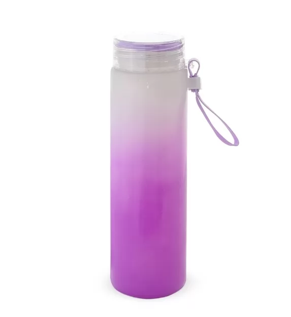 Garrafa de vidro bicolor 400ml com alça de silicone Personalizada Garrafa de vidro bicolor 400ml com alça de silicone Personalizada