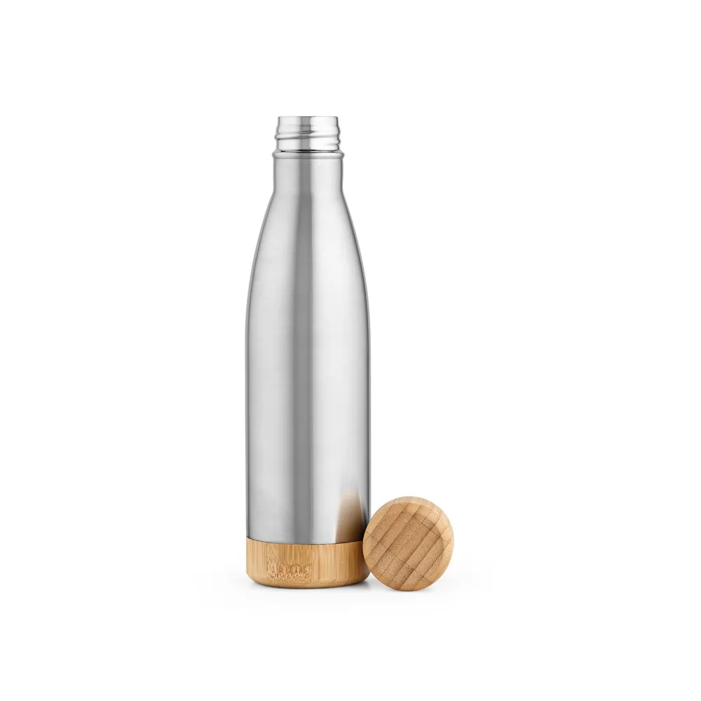 Garrafa em aço inox (90% reciclado) com tampa em bambu 550 mL Personalizada Garrafa em aço inox (90% reciclado) com tampa em bambu 550 mL Personalizada
