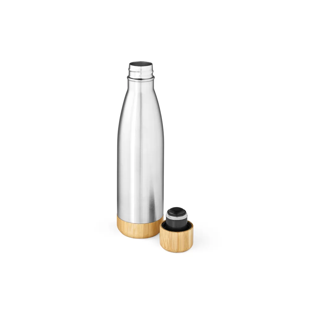 Garrafa em aço inox (90% reciclado) com tampa em bambu 550 mL Personalizada Garrafa em aço inox (90% reciclado) com tampa em bambu 550 mL Personalizada
