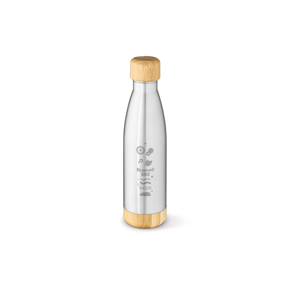 Garrafa em aço inox (90% reciclado) com tampa em bambu 550 mL Personalizada Garrafa em aço inox (90% reciclado) com tampa em bambu 550 mL Personalizada