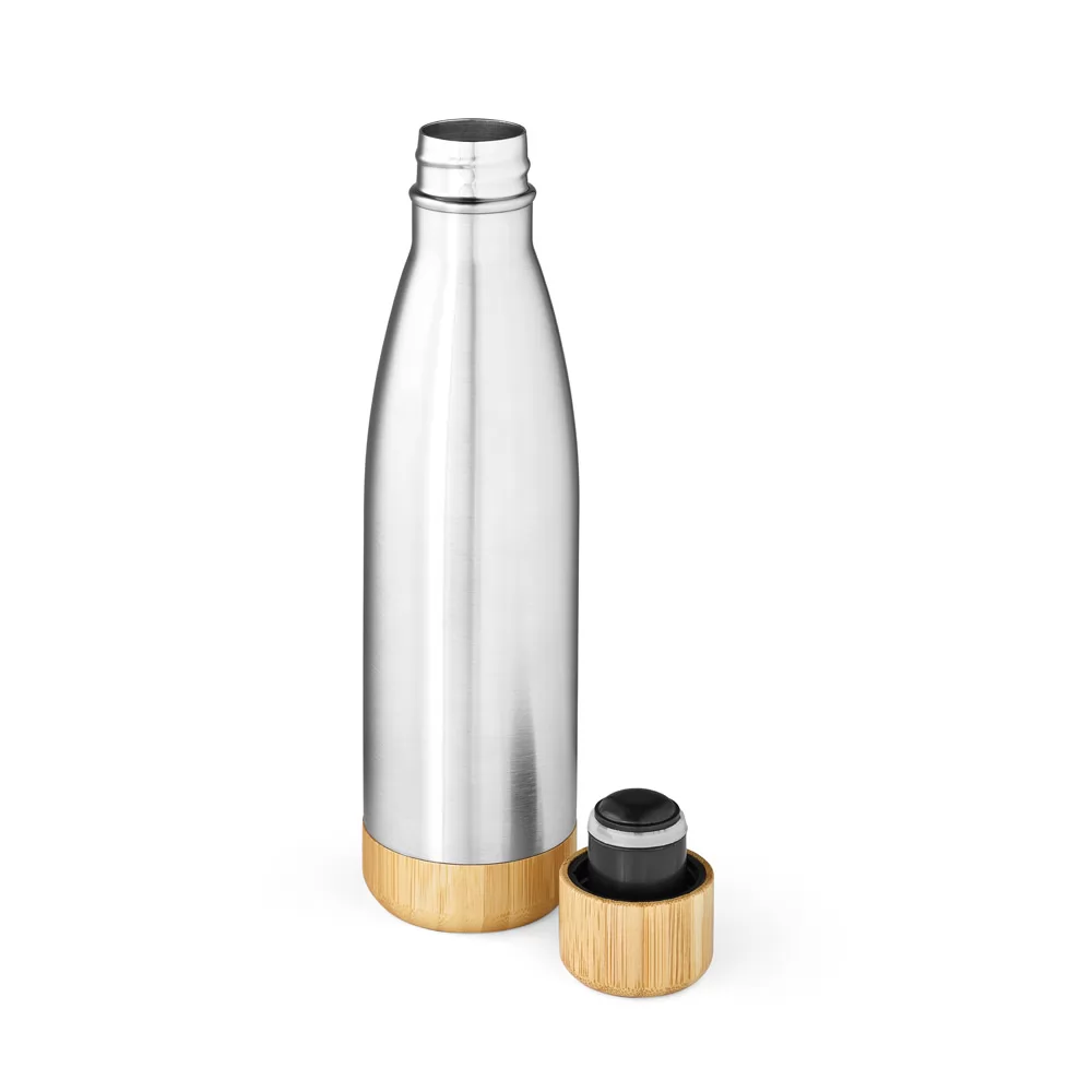 Garrafa em aço inox (90% reciclado) com tampa em bambu 800 mL Personalizada