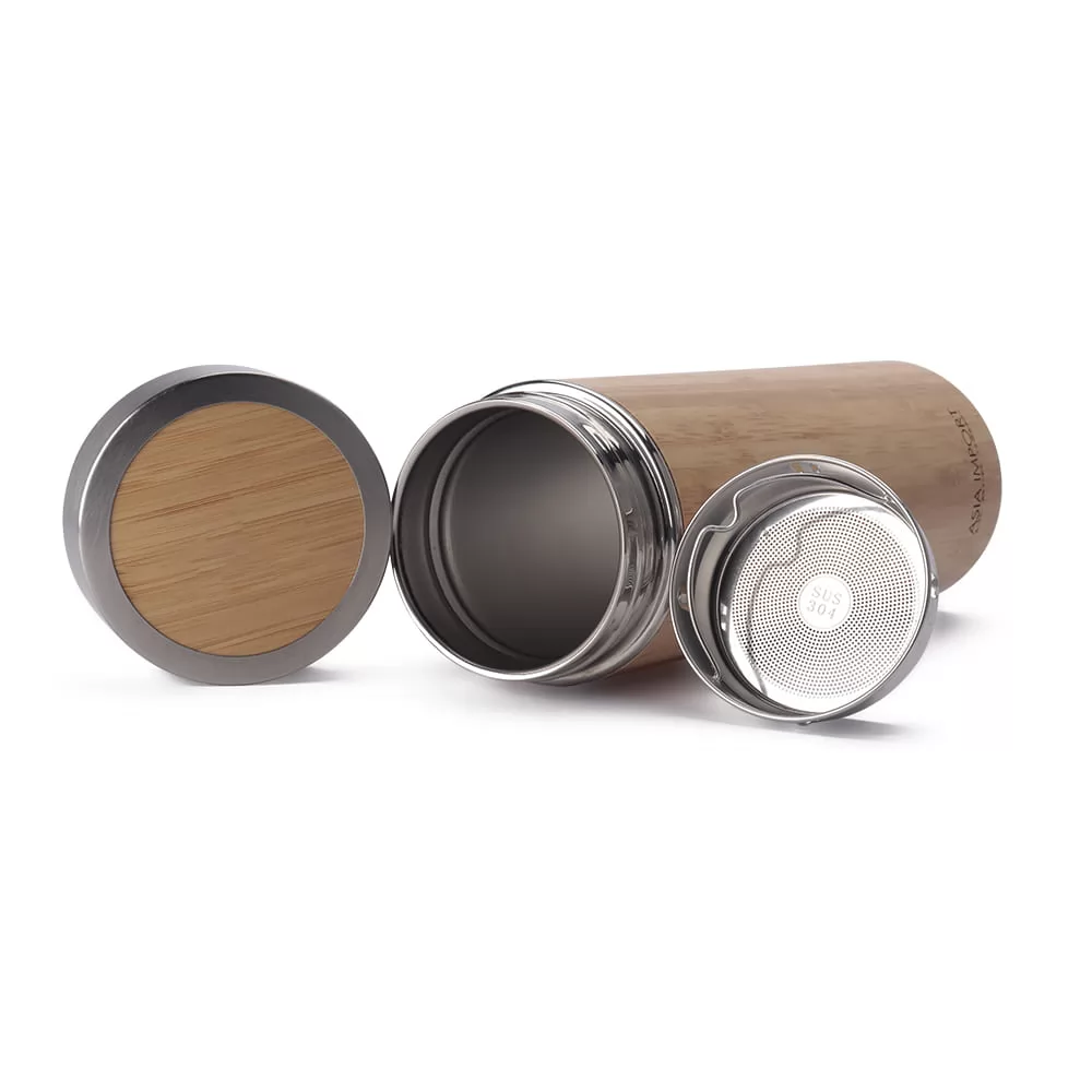 Garrafa Térmica em Bambu 400ml Personalizada Garrafa Térmica em Bambu 400ml Personalizada