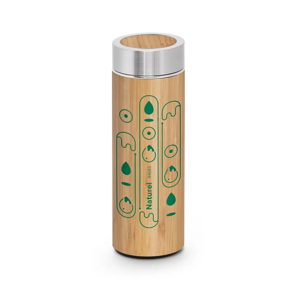 Garrafa térmica em Bambu 430ml Personalizada Garrafa térmica em Bambu 430ml Personalizada