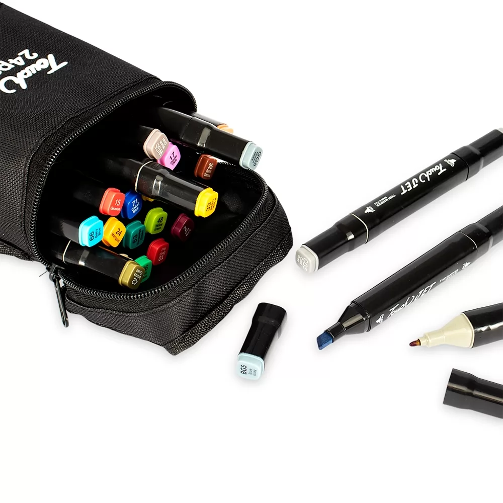 Kit Canetas Marcadoras Pontas Duplas 24 Cores Personalizado